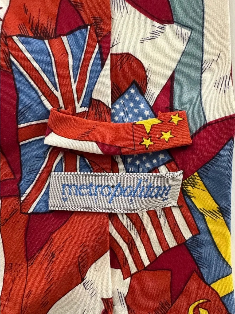Vintage 90s International Flags Silk Tie